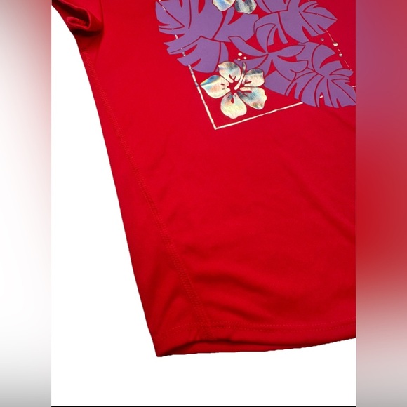 All in motion Graphic Tee Girls Kids athletic top summer Pink Aloha Flower - Picture 4 of 7